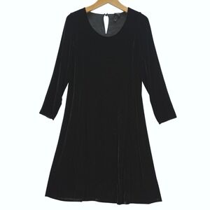Eileen Fisher Black Velvet Scoop Neck A Line Dress Womens Mp Gothic Witchy Silk